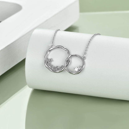 925 Sterling Silber Interlocking Doppelkreis-Halskette für