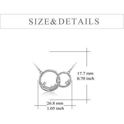 925 Sterling Silber Interlocking Doppelkreis-Halskette für
