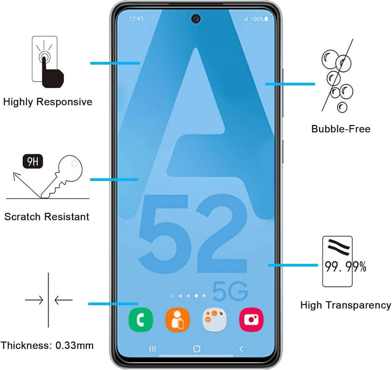 Panzer Schutz Glas Samsung Galaxy A52 A52 5G A52S 5G 9H