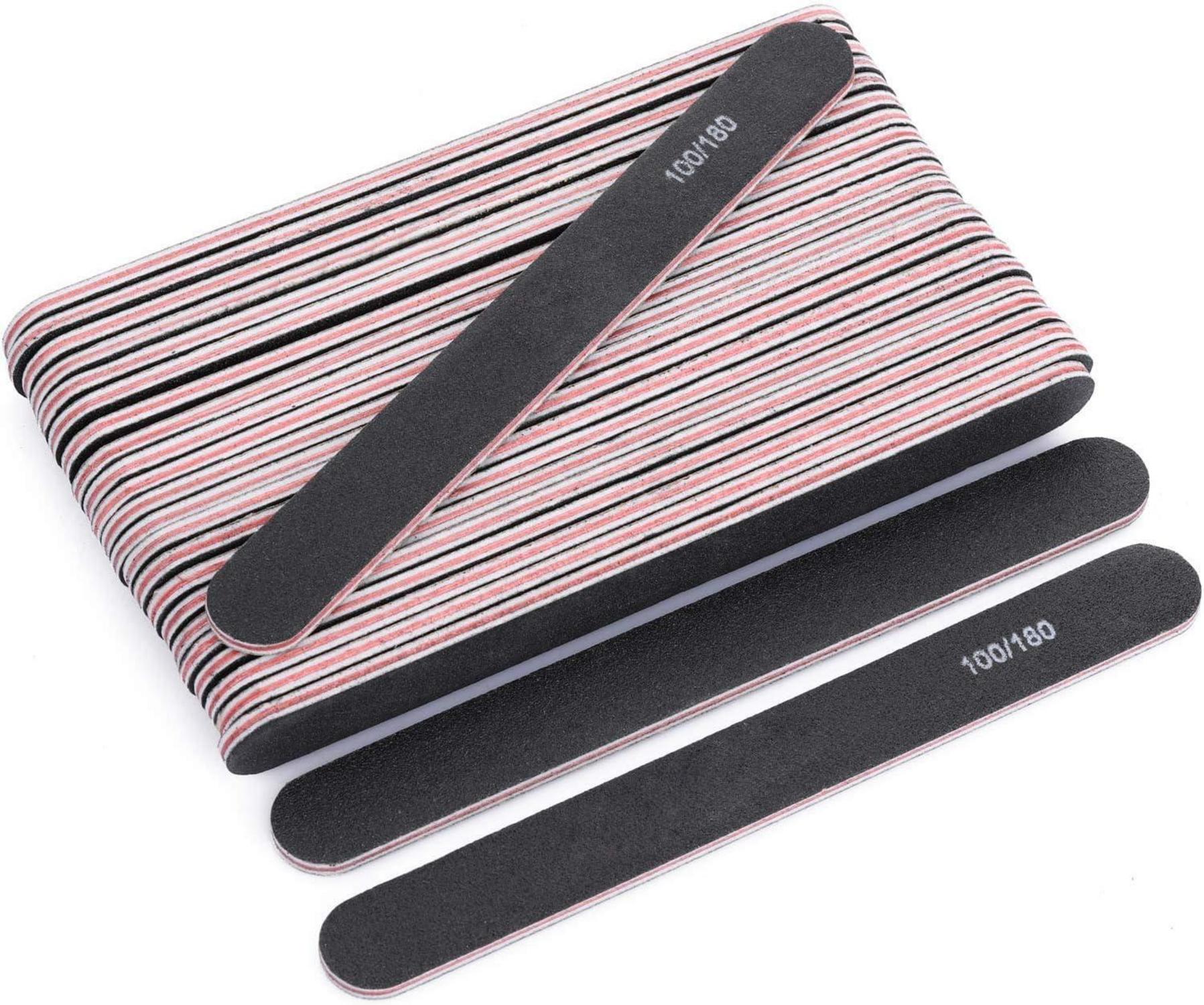 25er Set Schwarz Nagelfeilen 100/180 für Naturnägel & Salon