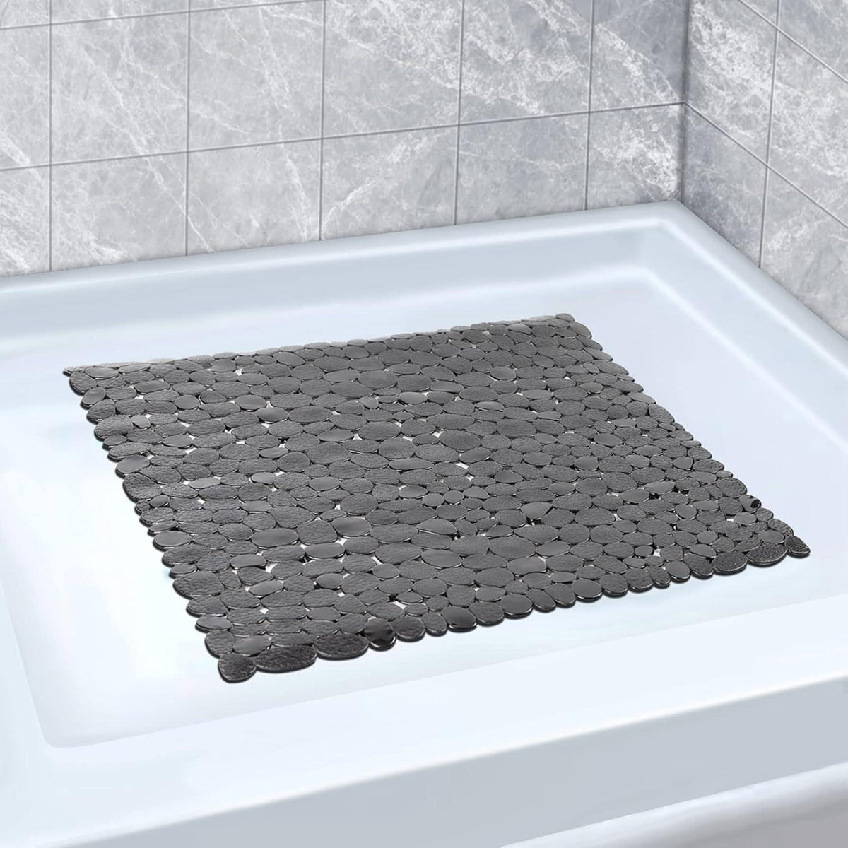 Antirutsch Duschmatte Schwarz 54x54 cm Quadratisch