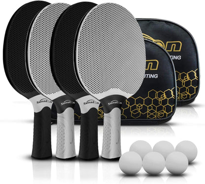 Tischtennisschläger Set mit Bällen und Taschen, Ping Pong Paddel Kit