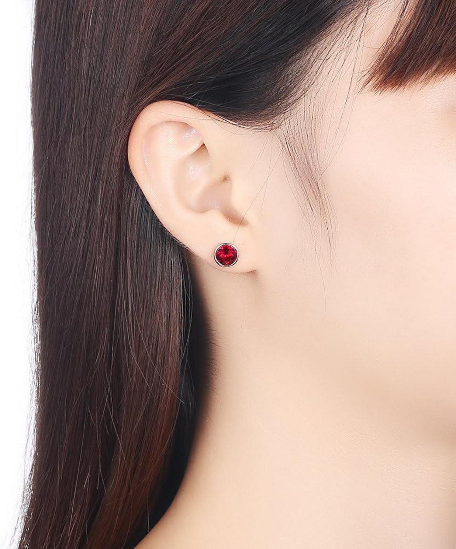 925 Ohrstecker Silber mit Kristall, 8mm Blau Grün Rosa Schwarz Lila Rot