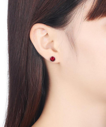 925 Ohrstecker Silber mit Kristall, 8mm Blau Grün Rosa Schwarz Lila Rot
