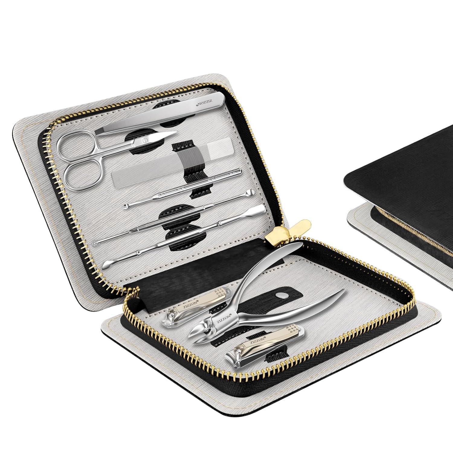 Professionelles 9-in-1 Maniküre-Set aus Edelstahl mit PU-Lederetui