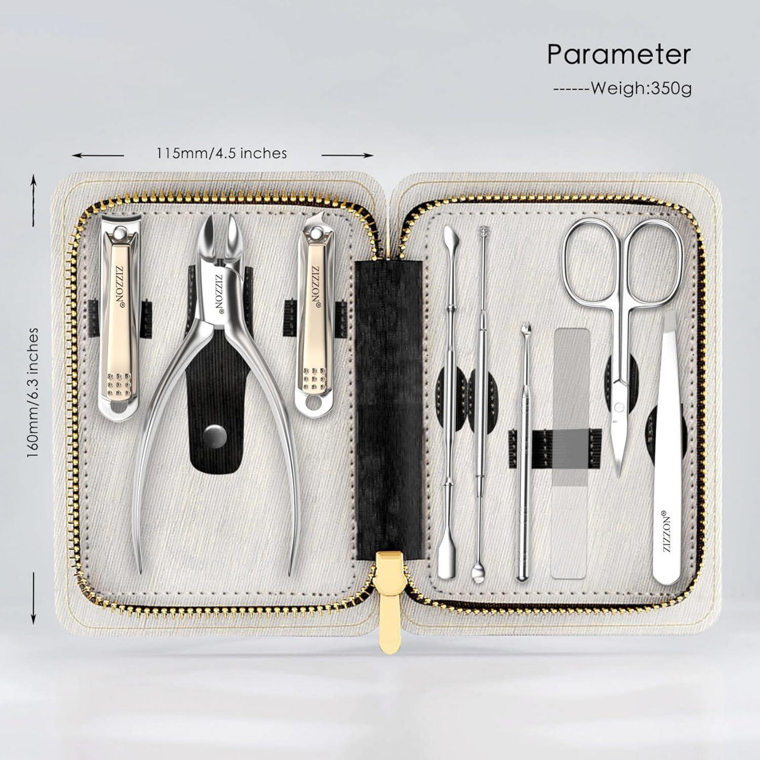 Zehennagel- und Fingernagelknipser-Set aus Edelstahl, 9-in-1 Pediküre- und