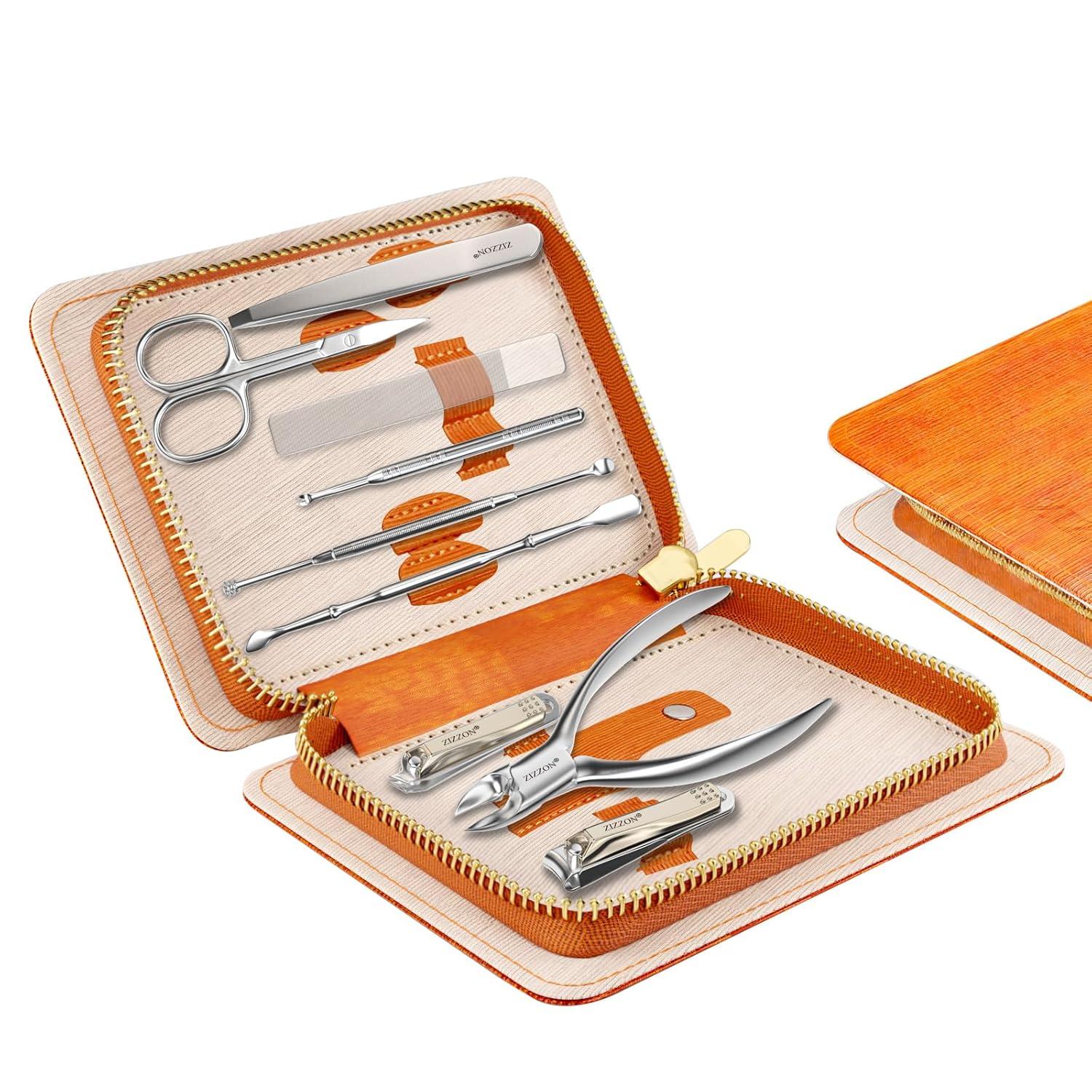 Professionelles 9-in-1 Maniküre-Set aus Edelstahl mit PU-Lederetui