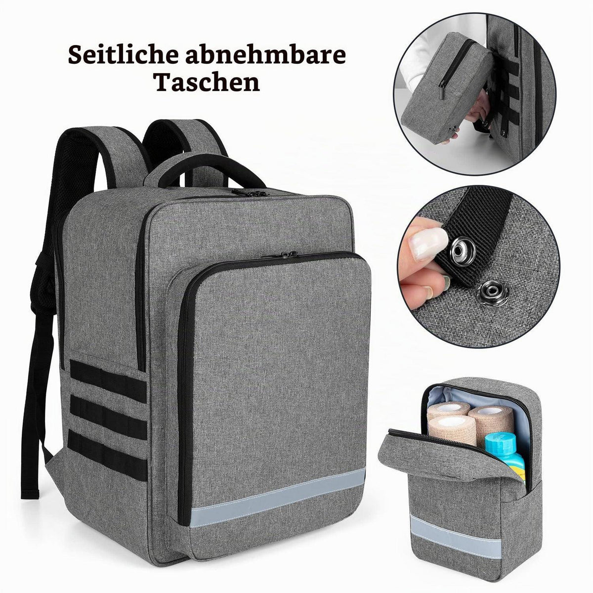 Erste Hilfe Rucksack Grau – Notfalltasche für Rettungsdienste