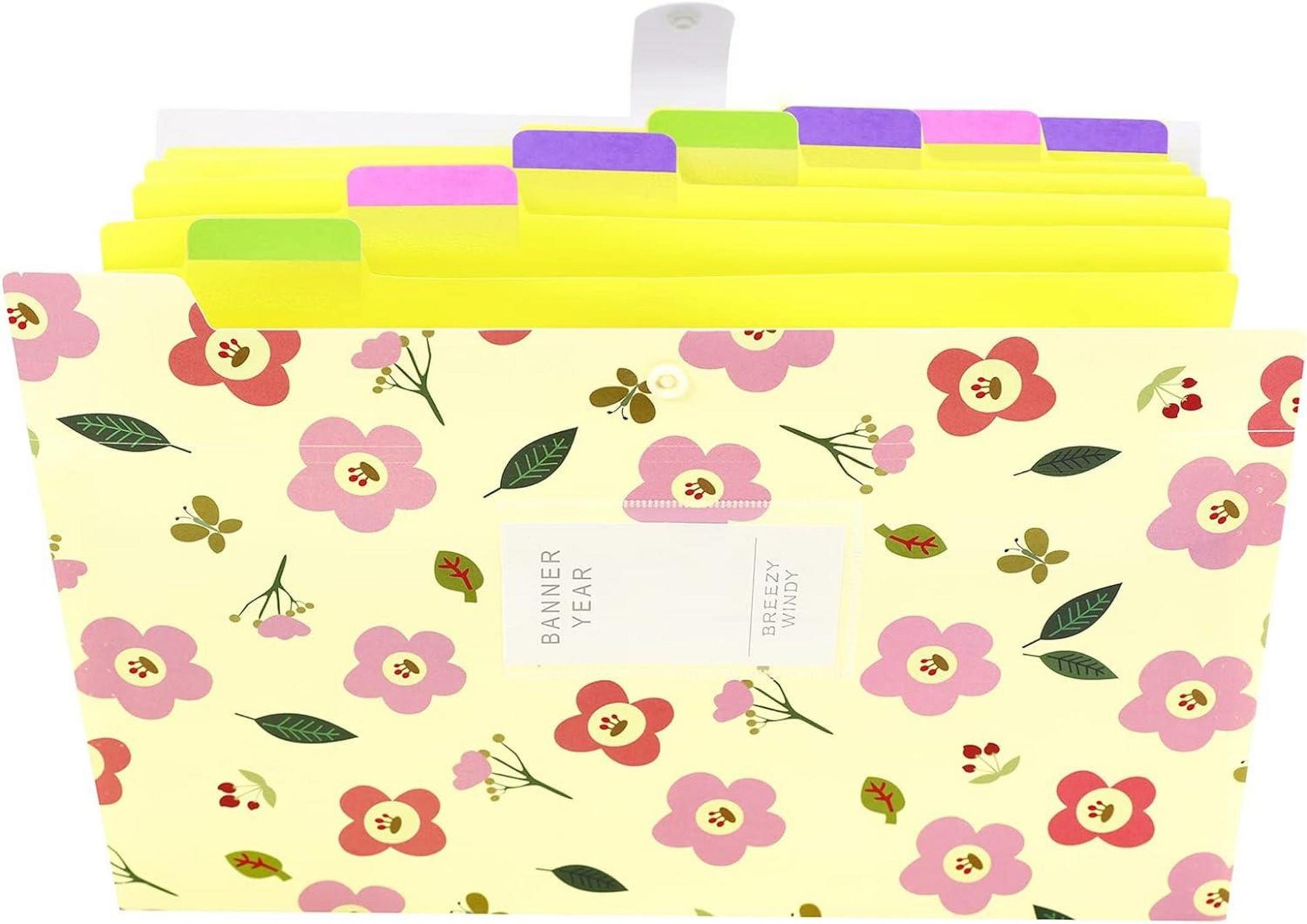 KONVINIT Fächermappe A4 mit 8 Taschen PP Floral Bedruckt Gelb