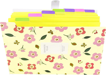 KONVINIT Fächermappe A4 mit 8 Taschen PP Floral Bedruckt Gelb