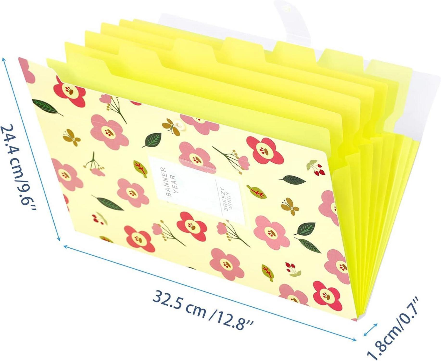 Fächermappe A4 Dokumentenmappe 8 Tasche PP Floral Bedruckt Gelb