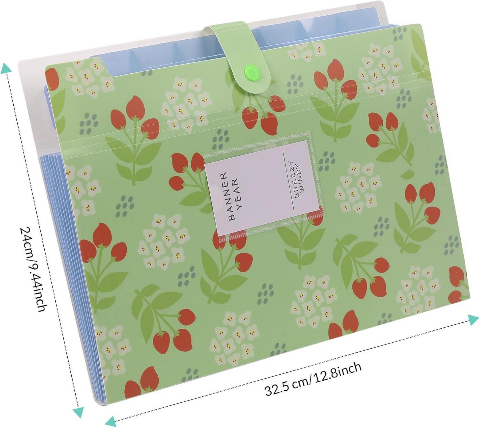 KONVINIT Fächermappe A4 Dokumentenmappe Floral Organizer 8 Tasche PP Folder