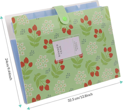 KONVINIT Fächermappe A4 Dokumentenmappe Floral Organizer 8 Tasche PP Folder