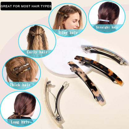 10cm Lange Dünne Haarclips Rechteckige Automatische Zelluloid Leopard Haarspange