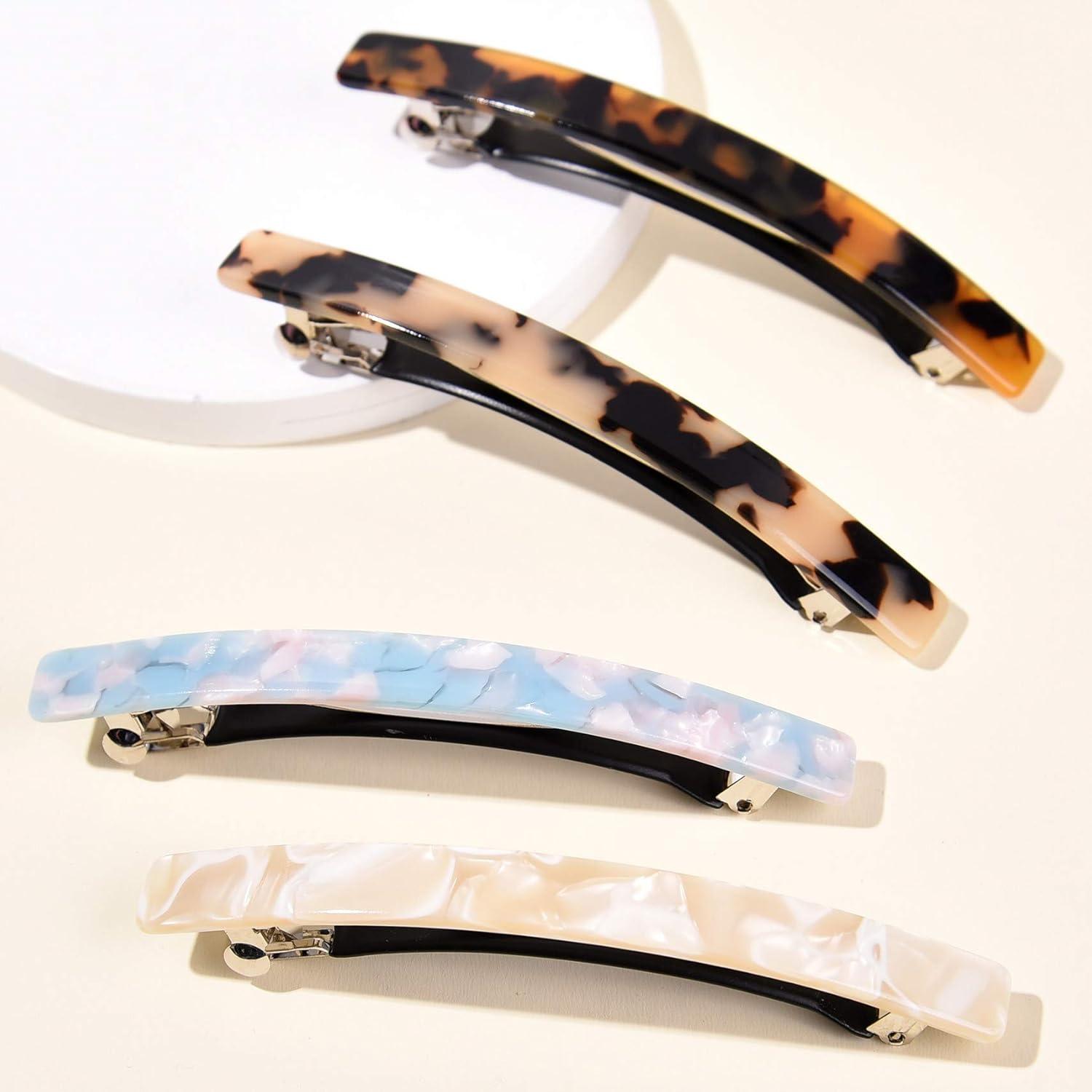 Große Automatische Haarspange Zelluloid Leopard 10 Cm für Damen