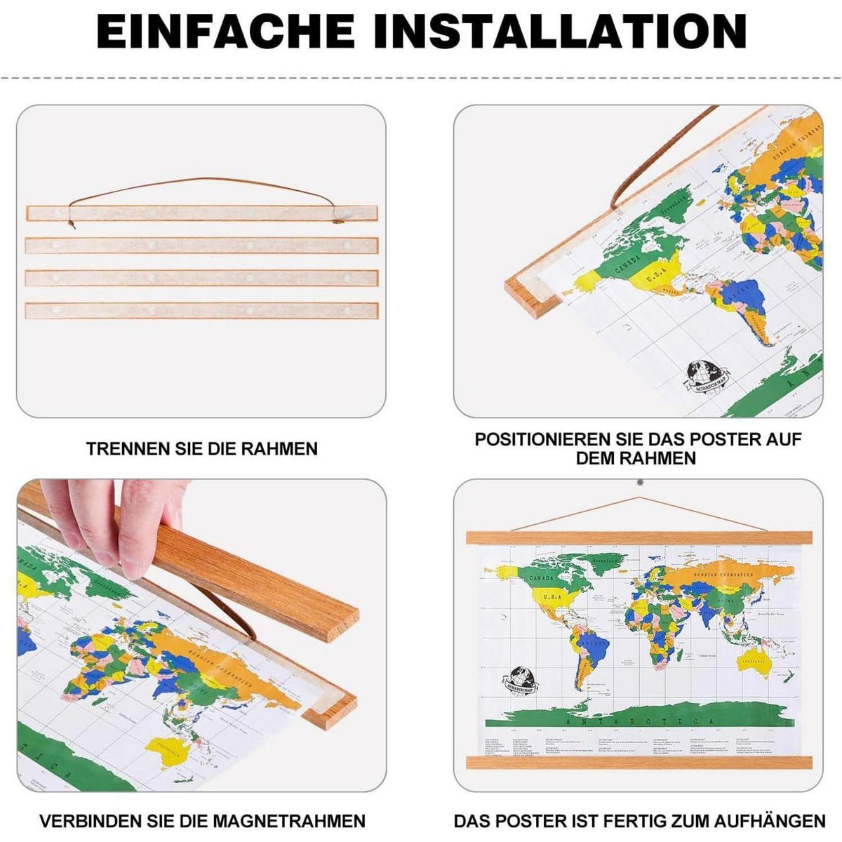 Magnetische Posterleiste Teakholz 140cm für Bilder & Fotos