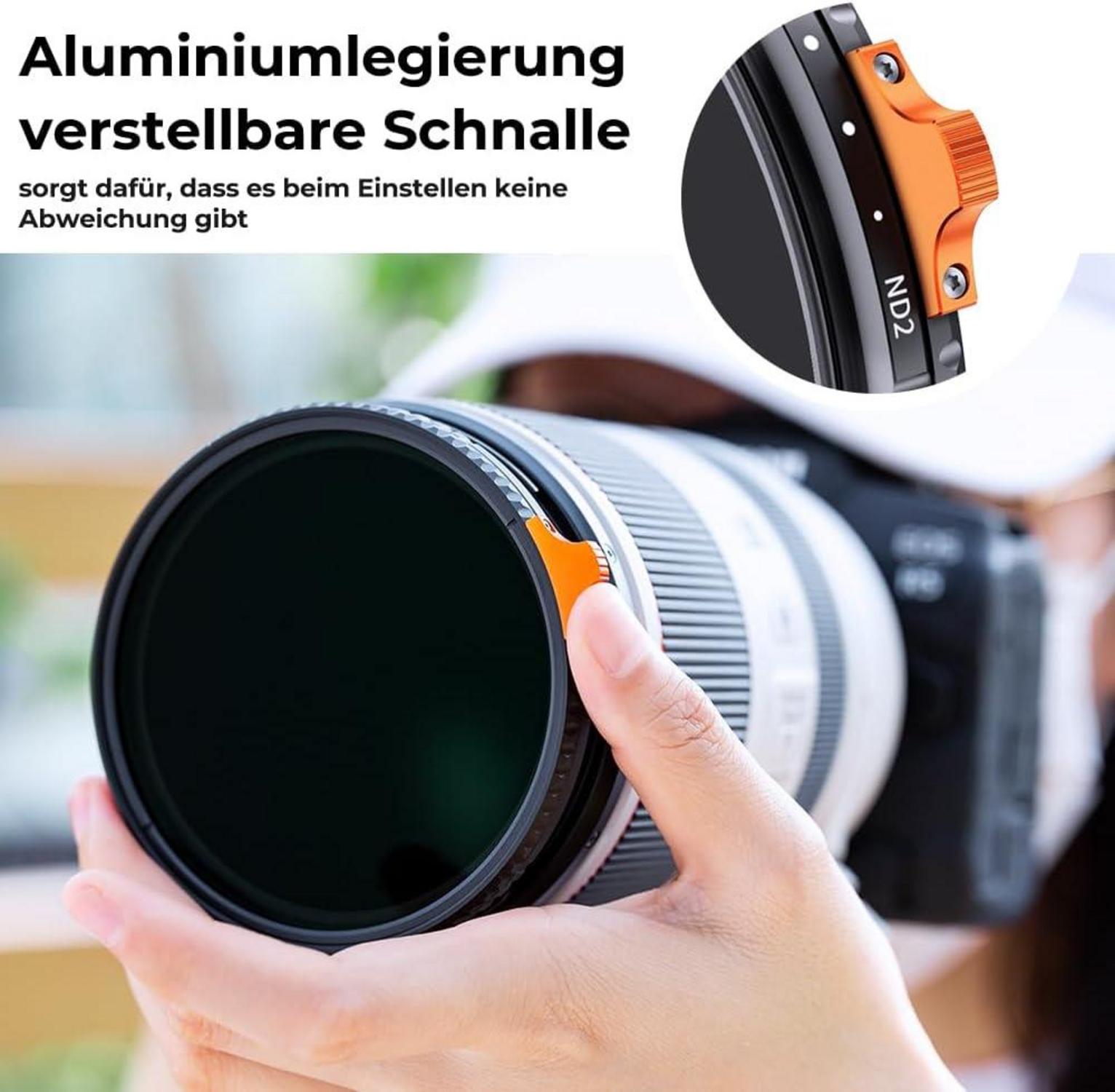 82mm ND-Filter Nano-X Variabler ND2-400 1-9 Stop Filter mit Tasche