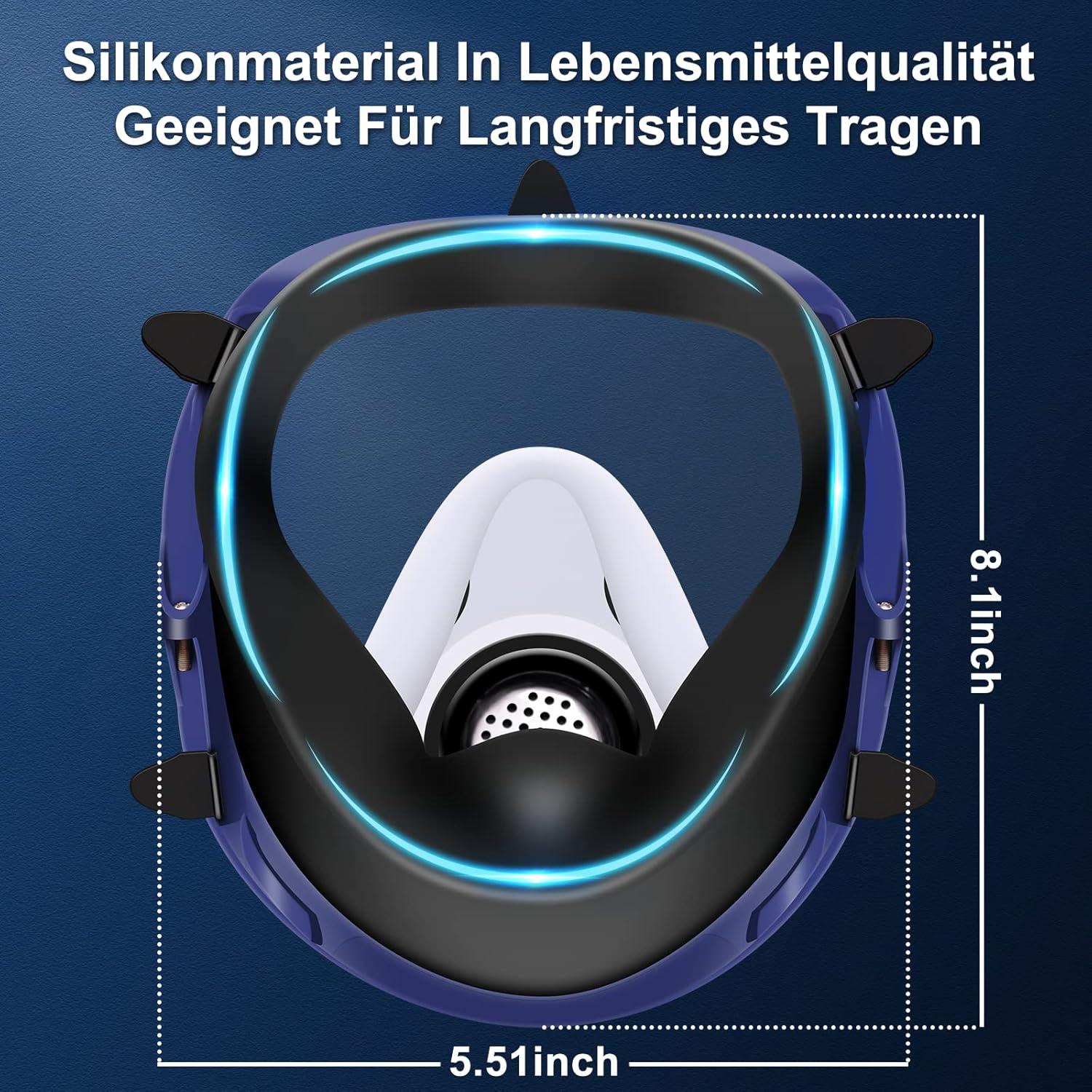 Prassia 16-in-1 Gasmaske Vollgesichtsmaske mit Filter für Sprühen und Schleifen