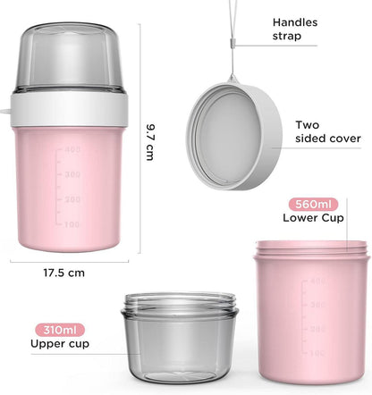 Müslibecher to Go Becher 560ml+310ml Auslaufsicher Joghurtbecher für