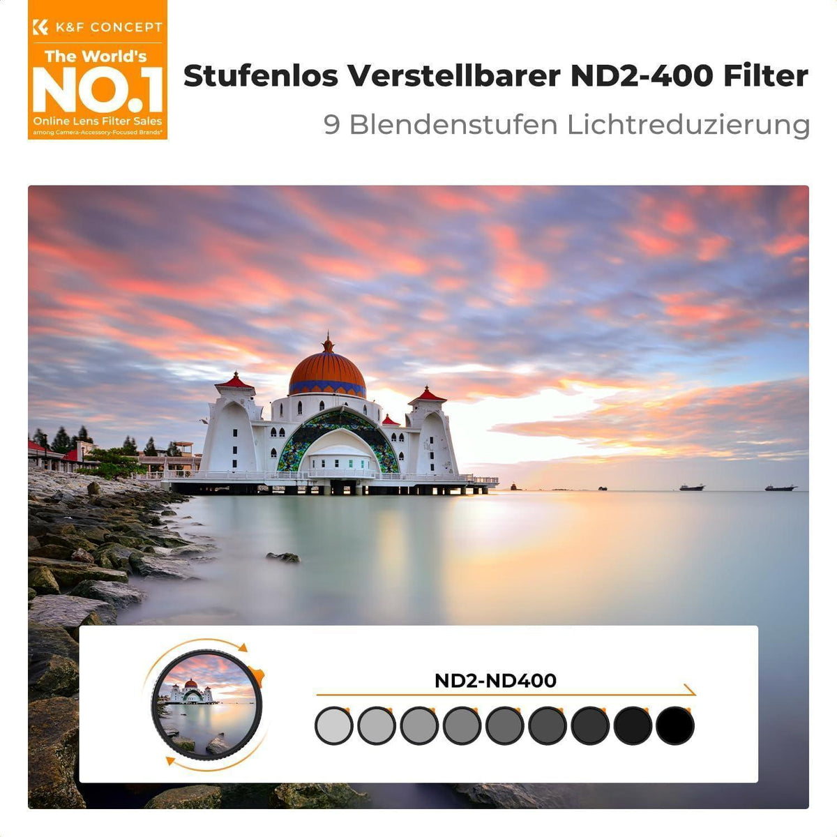 Variabler ND-Filter 62mm ND2-400 mit Hebel und Tasche
