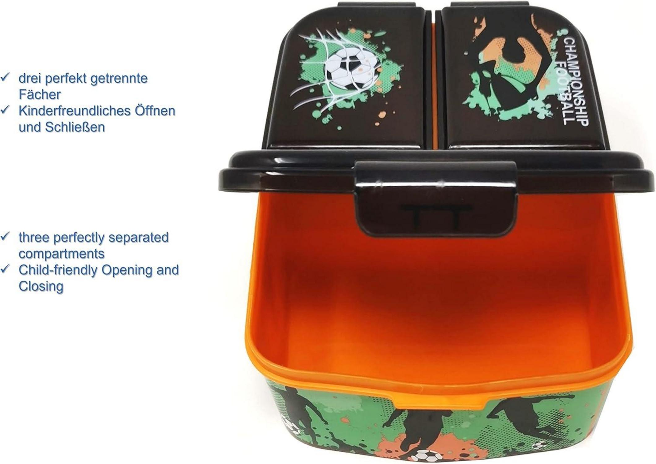 Kinder Lunchbox mit Unterteilung BPA frei Fußball Design