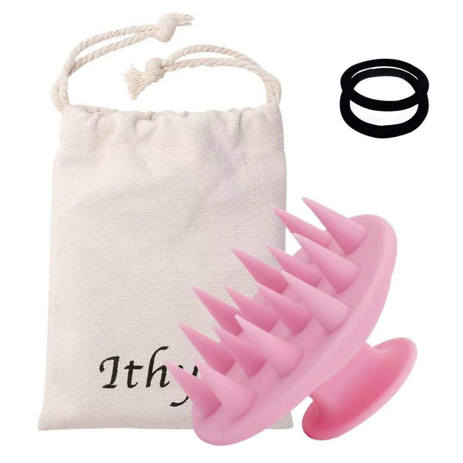 Haar-Shampoo-Bürste mit Silikonborsten für alle Haartypen, Rosa