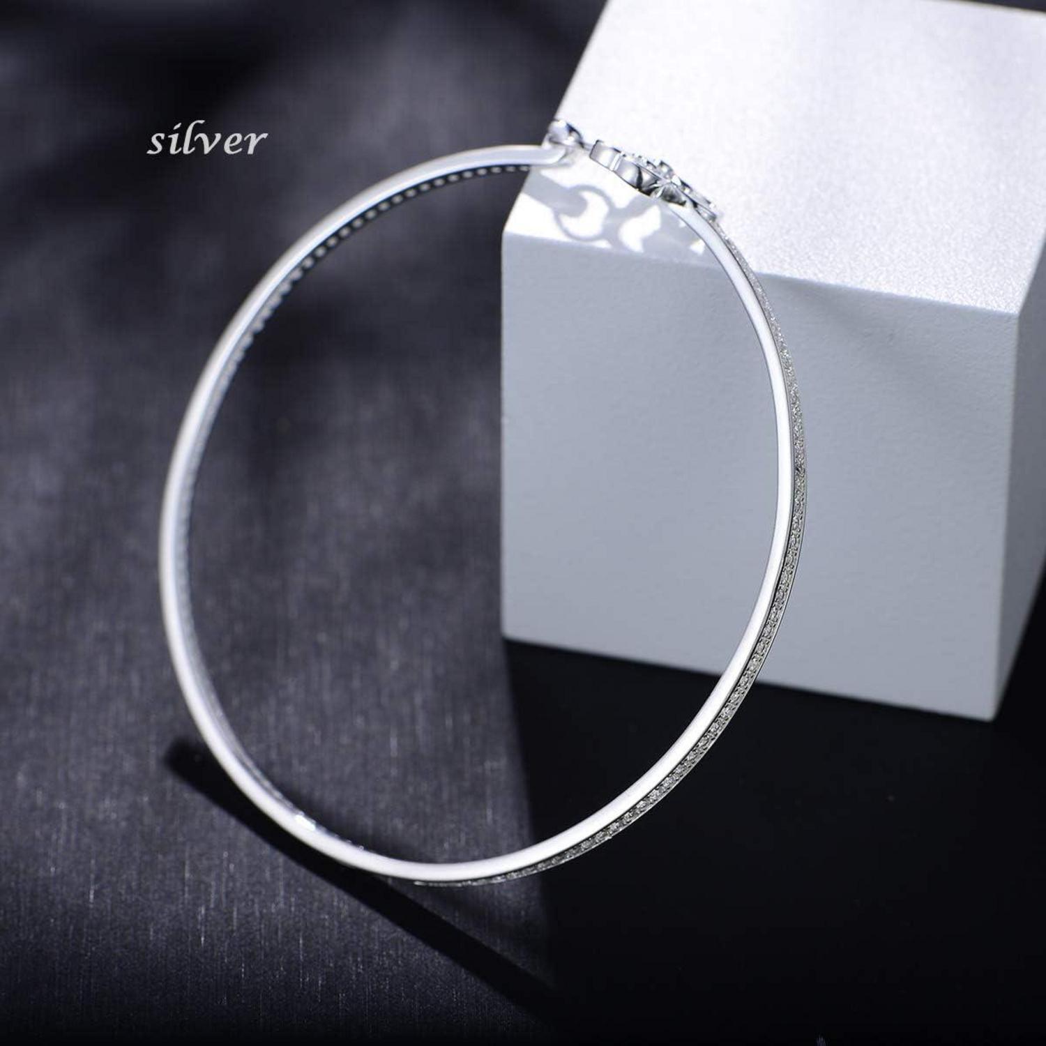 GW Armband Damen Silber 925 Zirkonia Kristall Blumen Armreif 17
