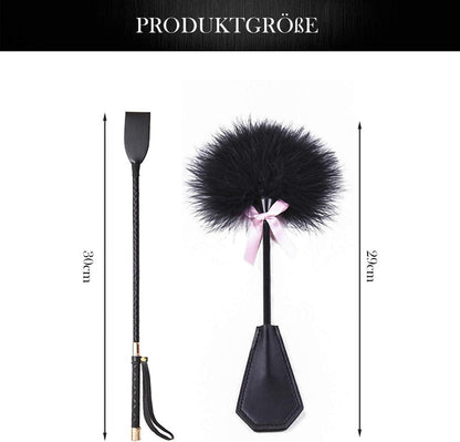 BDSM Set Reitpeitsche Federkitzler Leder Flogger Spanking Tickler