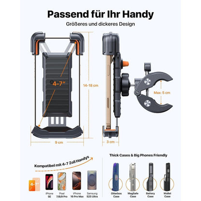 Andobil 2024 Fahrrad Handyhalterung 165 km/h Stoßfest Universal 360° Halter