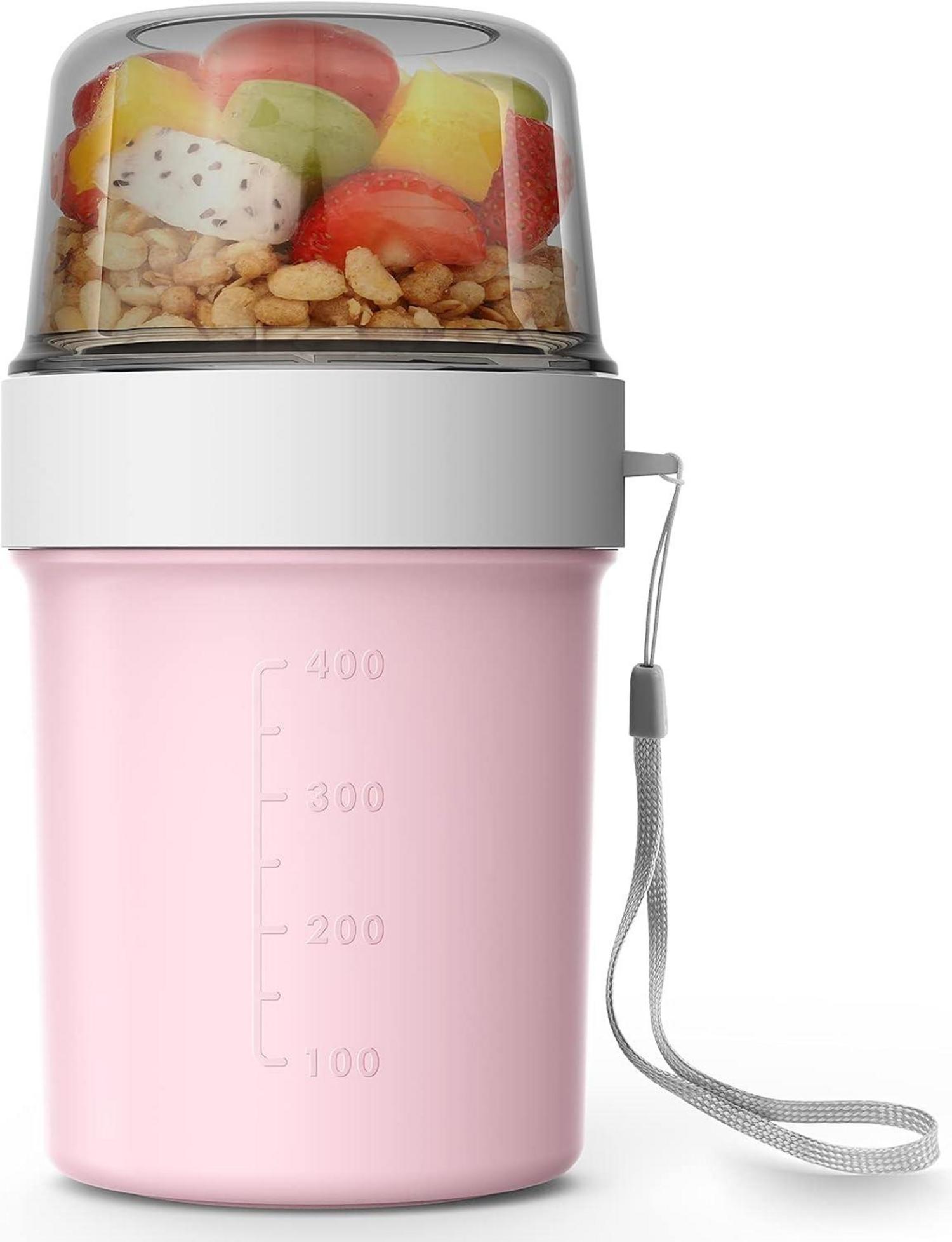 Praktischer Müslibecher To go 560ml+310ml Rosa