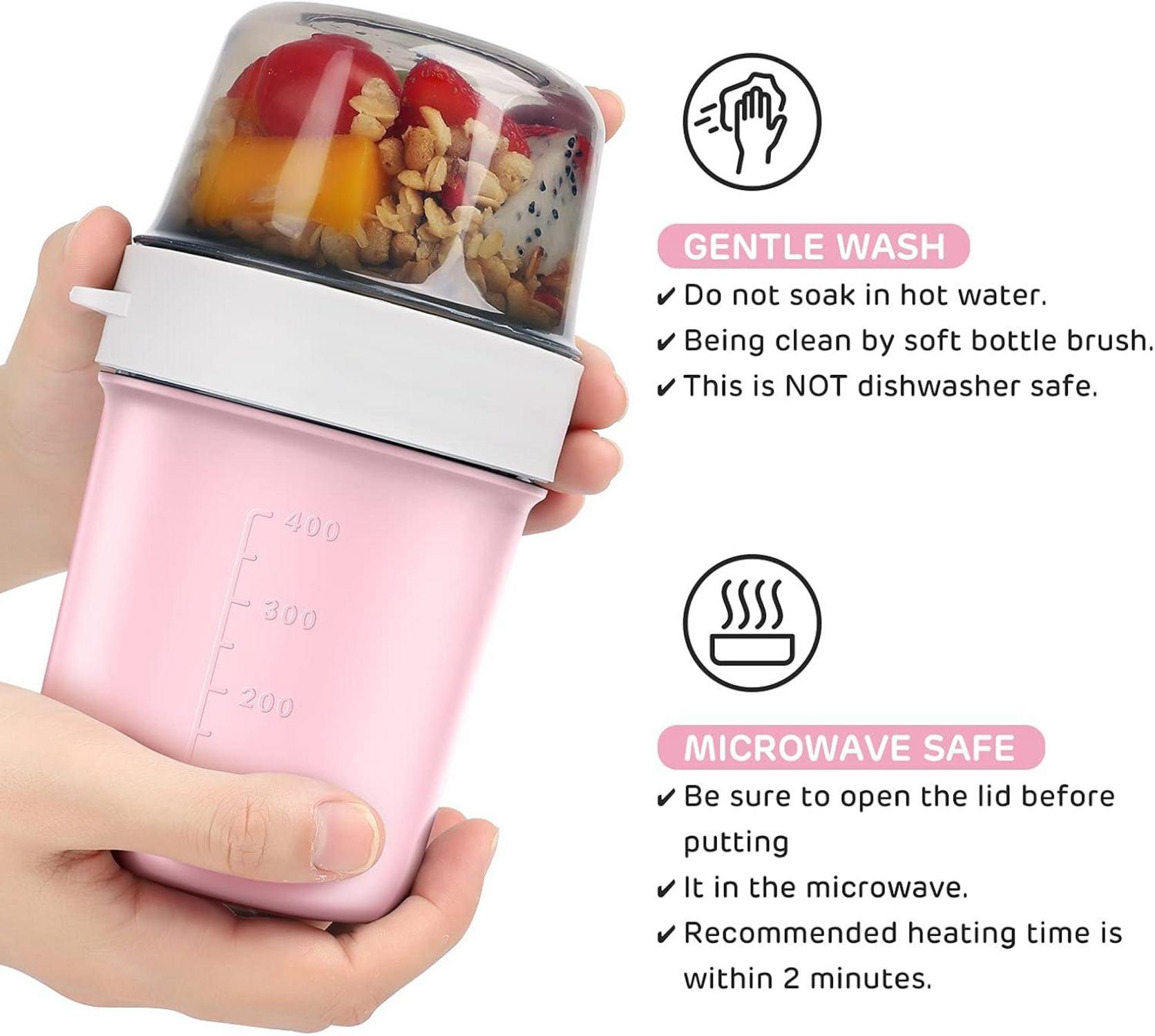 Praktischer Müslibecher To go 560ml+310ml Rosa