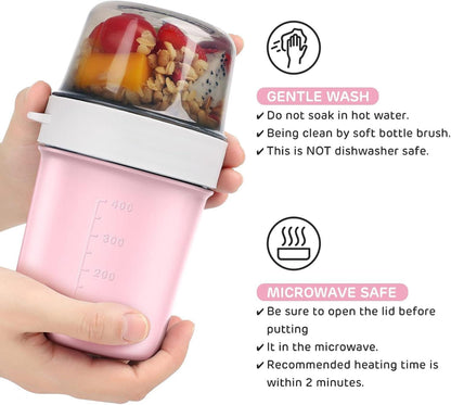 Praktischer Müslibecher To go 560ml+310ml Rosa