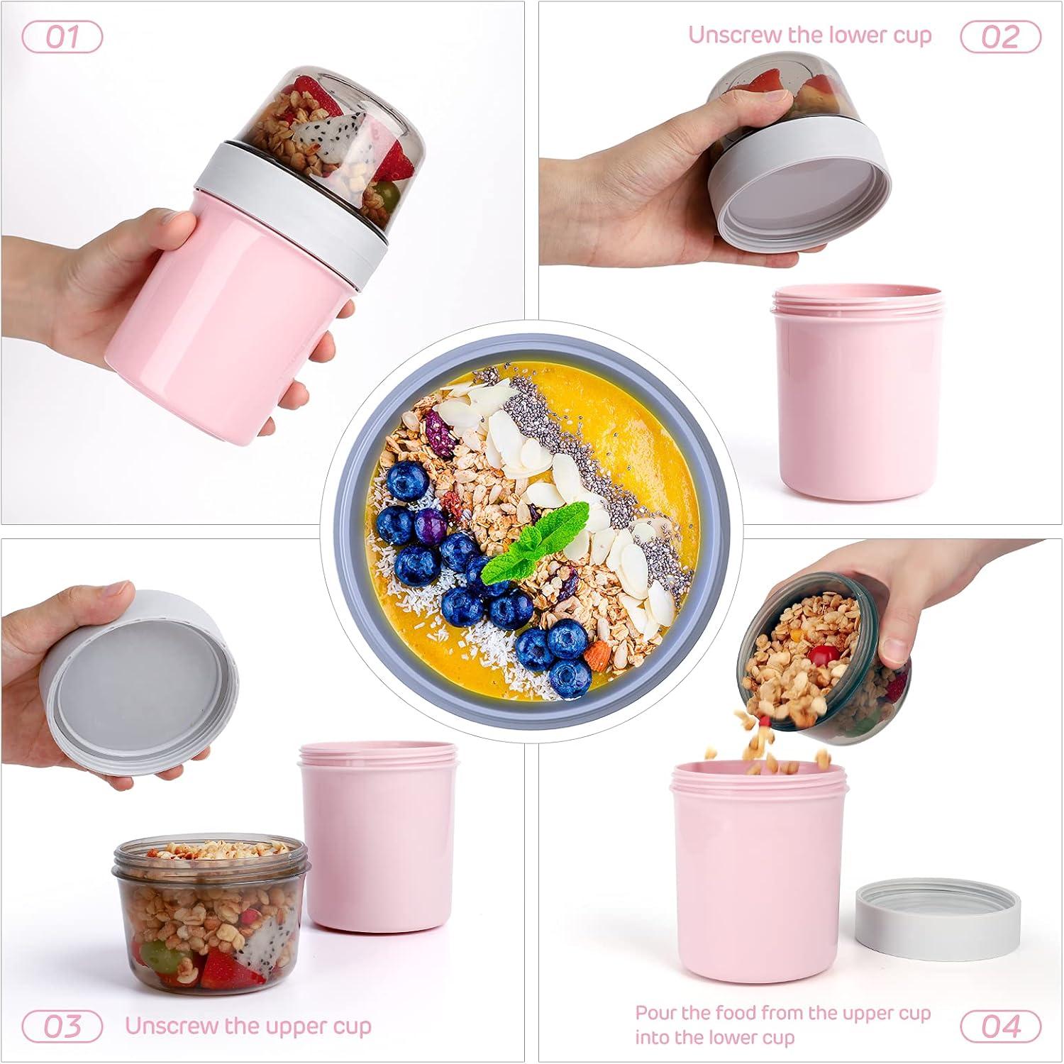Abree Müslibecher To Go Becher 560ml+310ml Rosa BPA-frei