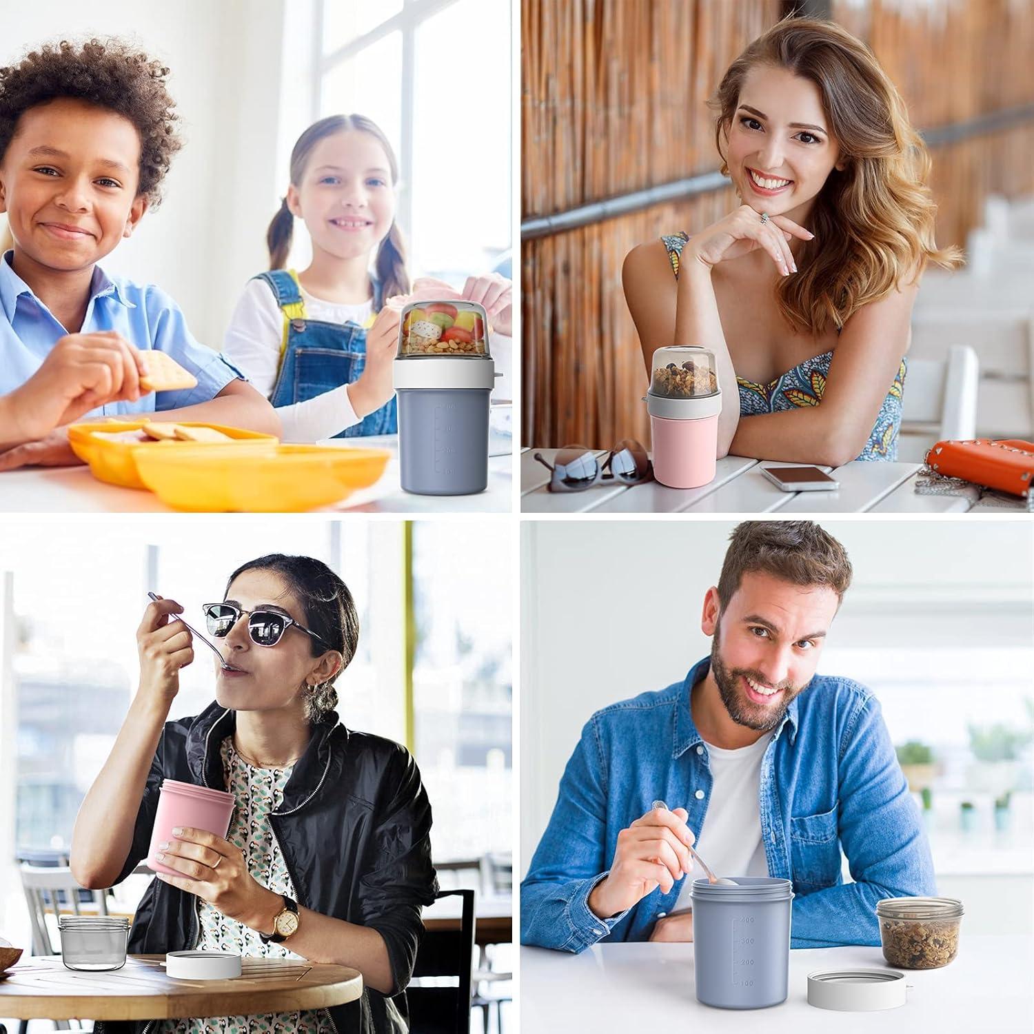 Abree 870ml Müslibecher & Joghurtbecher To go Lunchbox für Mikrowelle