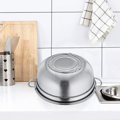 Homikit 20cm Edelstahl Nudelsieb Abtropfsieb Griffen Mikroperforiertes Küchensieb
