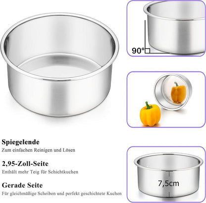 Backform Set 16cm Rund Edelstahl Kuchenform Auslaufsicher