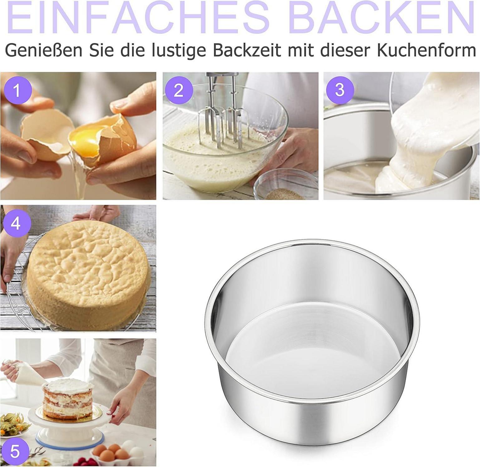 Homikit 3er Set Runde Kuchenformen 16cm Edelstahl Auslaufsicher