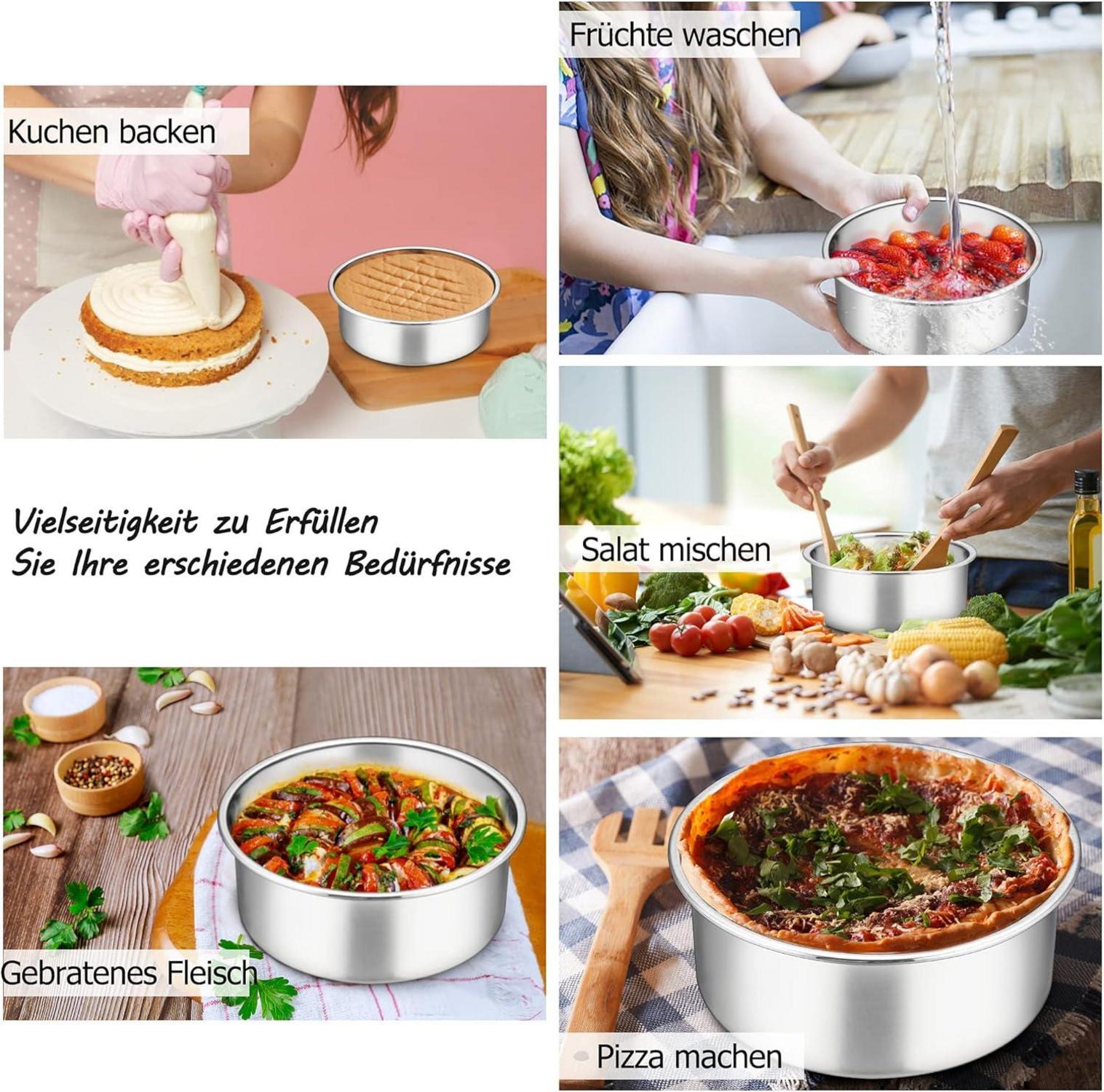 Kuchenform Set 3-teilig Edelstahl Rund Backform 16cm - Auslaufsicher