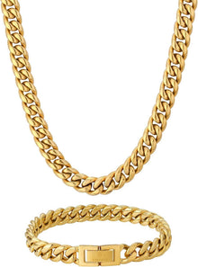 Herren Kette Armband Set Gold 24 Karat Schmuckset