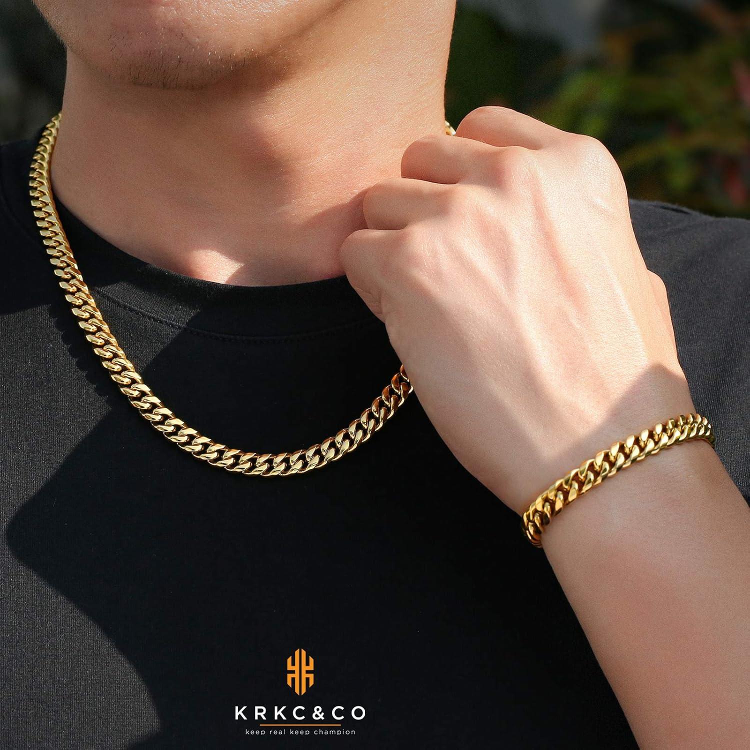 Herren Kette Armband Set Gold 24 Karat Schmuckset