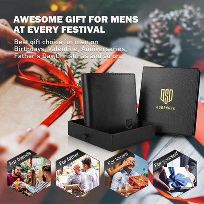 Schwarze Geldbörse Herren RFID Leder Slim Wallet Münzfach 8-11 Karten