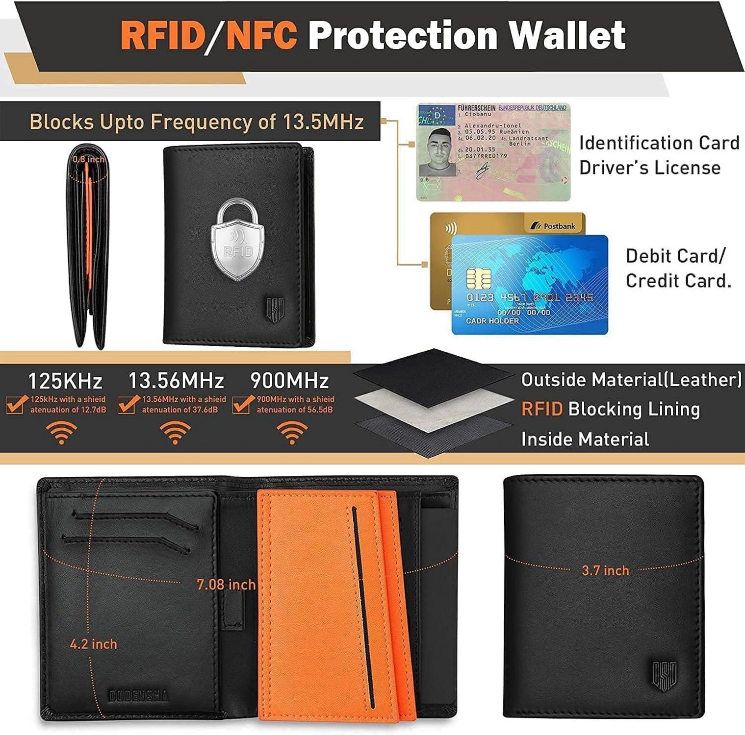 Herren Geldbörse RFID Schutz Slim Wallet Leder Kartenetui Münzfach
