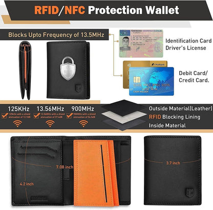 Herren Geldbörse RFID Schutz Slim Wallet Leder Kartenetui Münzfach