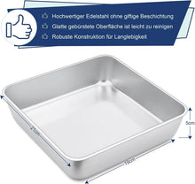 Quadratische Kuchenform Edelstahl 2er-Set 21x21x5cm