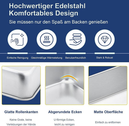 Quadratische Kuchenform Edelstahl Brownie Backform 2er-Set 21x21x5cm