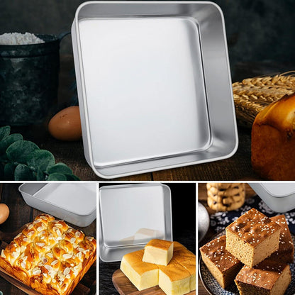 Joyfair Quadratische Kuchenform Edelstahl Backform Set 21x21x5cm - Gesund Spülmaschinenfest