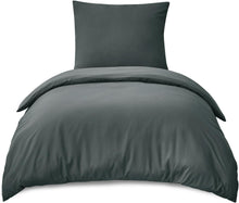 Bettwäsche Set 155x220cm Anthrazit Mikrofaser Reißverschluss