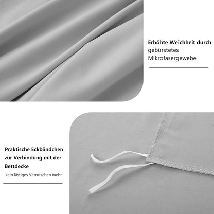 Bettwäsche 155x220 Grau Set mit Kissenbezug Mikrofaser Weich
