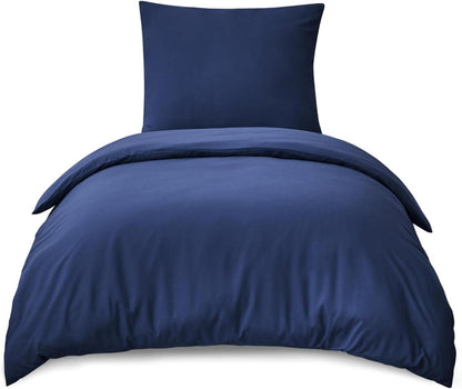 Bettwäsche-Set 155x220 Blau Mikrofaser Reißverschluss