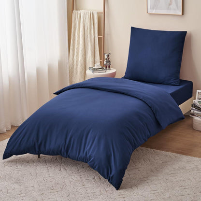 Bettwäsche-Set 155x220 Blau Mikrofaser Reißverschluss